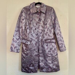 Ice Lavender Butterfly Trench Coat